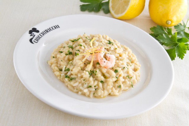 risotto de vieiras e camarão